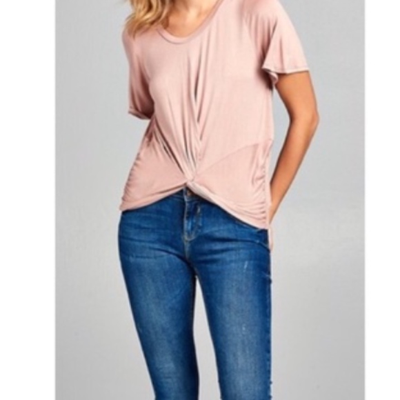Twisted Buttery soft Twist Front Top Dusty Rose - Picture 2 of 2